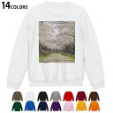 選べる14カラートレーナー メンズ 長袖 ホワイト グレー ブラック デザイン S M L XL 2XL sweatshirt trainer 白 黒 灰色 スウェット 009759 桜 写真
