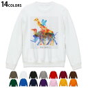 選べる14カラートレーナー メンズ 長袖 ホワイト グレー ブラック デザイン S M L XL 2XL sweatshirt trainer 白 黒 灰色 スウェット 011663 動物 アニマル 水彩