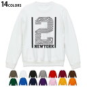 選べる14カラートレーナー メンズ 長袖 ホワイト グレー ブラック デザイン S M L XL 2XL sweatshirt　trainer　白　黒　灰色　裏起毛　スウェット 013834 ニューヨーク　数字　文字