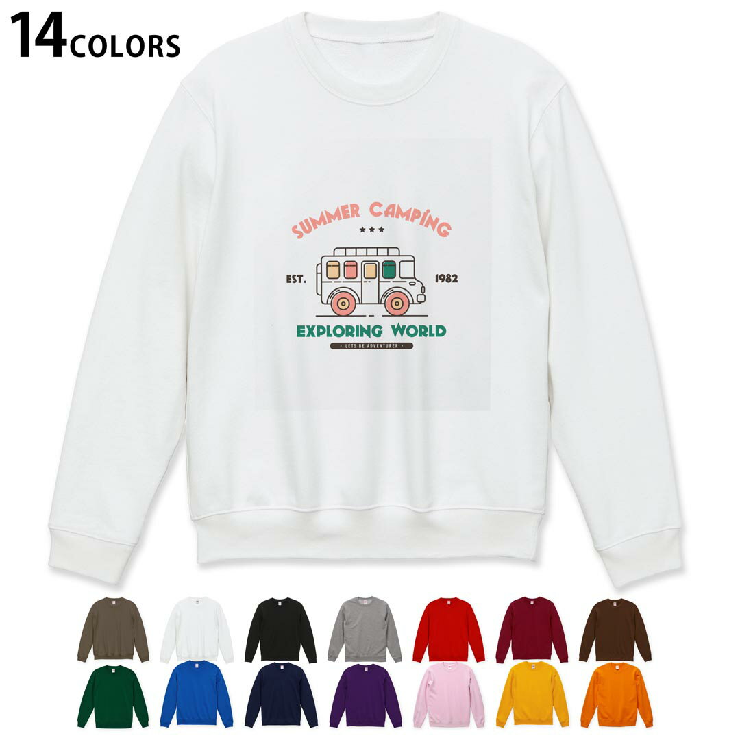 選べる14カラートレーナー メンズ 長袖 ホワイト グレー ブラック デザイン S M L XL 2XL sweatshirt　trainer　白　黒　灰色　スウェット 016247 車　キャンプ　英語 1