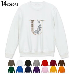 選べる14カラートレーナー メンズ 長袖 ホワイト グレー ブラック デザイン S M L XL 2XL sweatshirt　trainer　白　黒　灰色　スウェット 019165 文字 u アルファベット