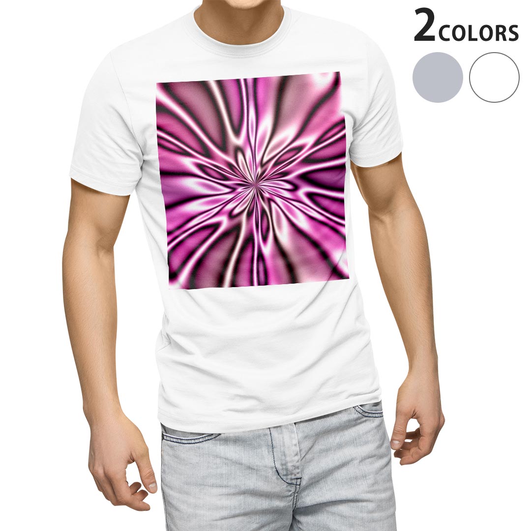 Tシャツ メンズ 半袖 ホワイト グレー デザイン S M L XL 2XL Tシャツ ティーシャツ T shirt 000091 万華鏡 ピンク