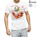 Tシャツ メンズ 半袖 ホワイト グレー デザイン S M L XL 2XL Tシャツ ティーシャツ T shirt 000193 ケーキ いちご ミルフィーユ