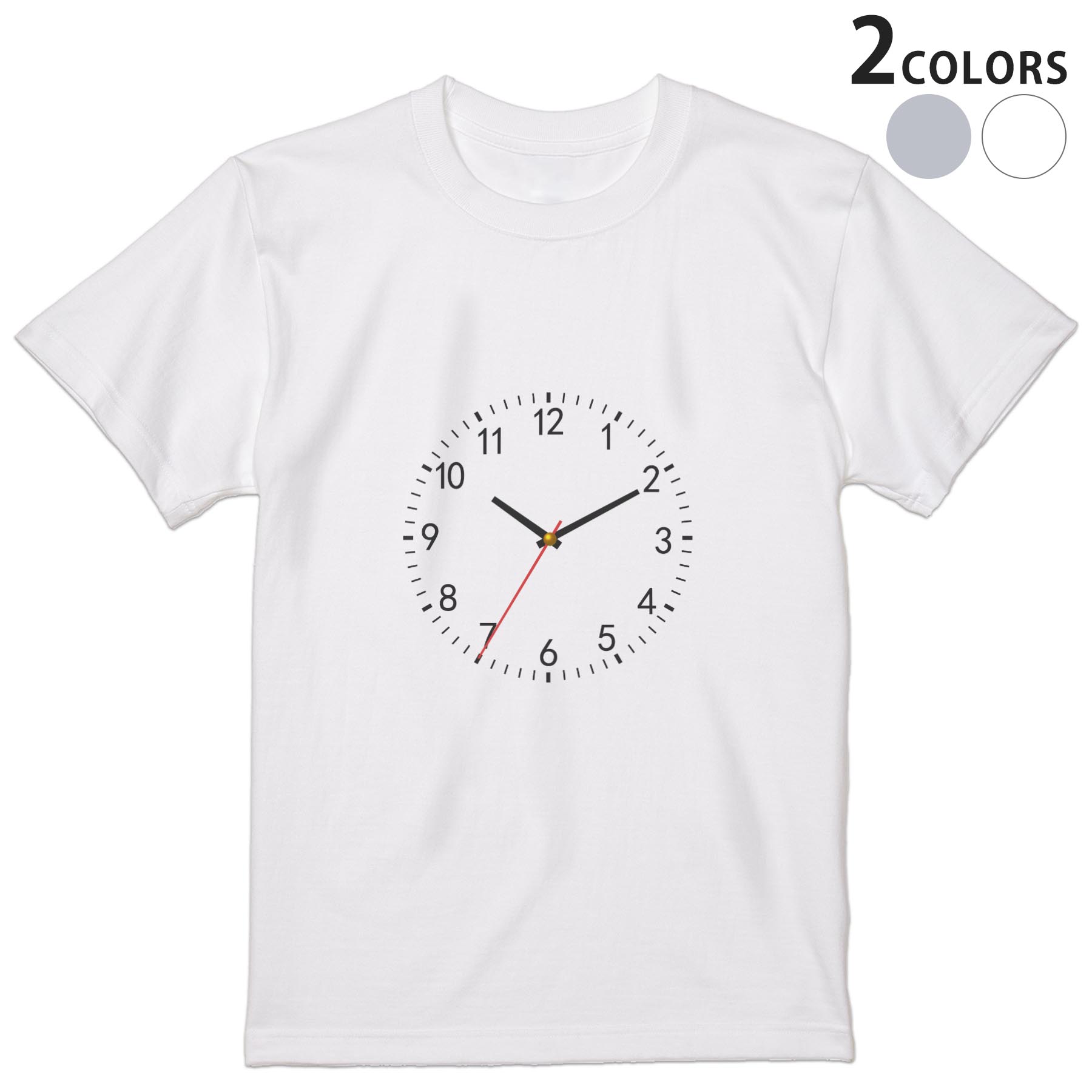 Tシャツ メンズ 半袖 ホワイト グレー デザイン S M L XL 2XL Tシャツ ティーシャツ T shirt 000271 時計　シンプル