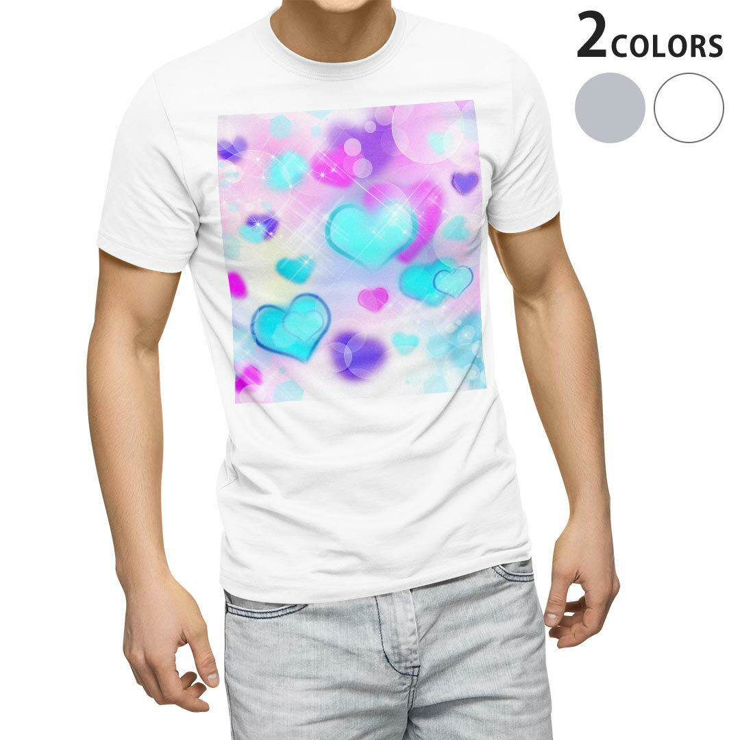 乐天商城 - Tシャツ メンズ 半袖 ホワイト グレー デザイン S M L XL 2XL Tシャツ ティーシャツ T shirt 000281 ハート　デザイン