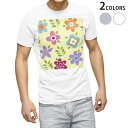 Tシャツ メンズ 半袖 ホワイト グレー デザイン S M L XL 2XL Tシャツ ティーシャツ T shirt 000676 花 カラフル