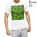 Tシャツ メンズ 半袖 ホワイト グレー デザイン S M L XL 2XL Tシャツ ティーシャツ T shirt 000713 クローバー 葉