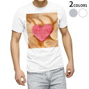 Tシャツ メンズ 半袖 ホワイト グレー デザイン S M L XL 2XL Tシャツ ティーシャツ T shirt 000861 クッキー ハート 食べ物