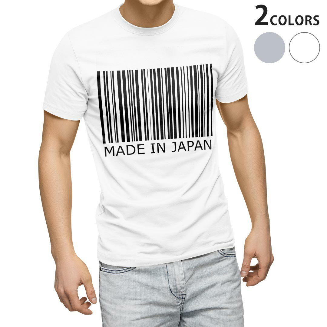Tシャツ メンズ 半袖 ホワイト グレー デザイン S M L XL 2XL Tシャツ ティーシャツ T shirt 000878 バーコード