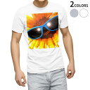 Tシャツ メンズ 半袖 ホワイト グレー デザイン S M L XL 2XL Tシャツ ティーシャツ T shirt 000940 ひまわり サングラス