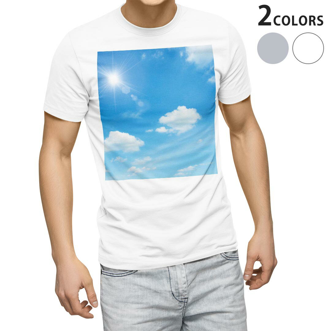 Rakuten - Tシャツ メンズ 半袖 ホワイト グレー デザイン S M L XL 2XL Tシャツ ティーシャツ T shirt 000959 空　雲
