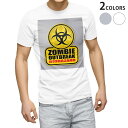 Tシャツ メンズ 半袖 ホワイト グレー デザイン S M L XL 2XL Tシャツ ティーシャツ T shirt 001180 標識 ゾンビ バイオハザード