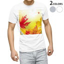 Tシャツ メンズ 半袖 ホワイト グレー デザイン S M L XL 2XL Tシャツ ティーシャツ T shirt 001283 紅葉 秋