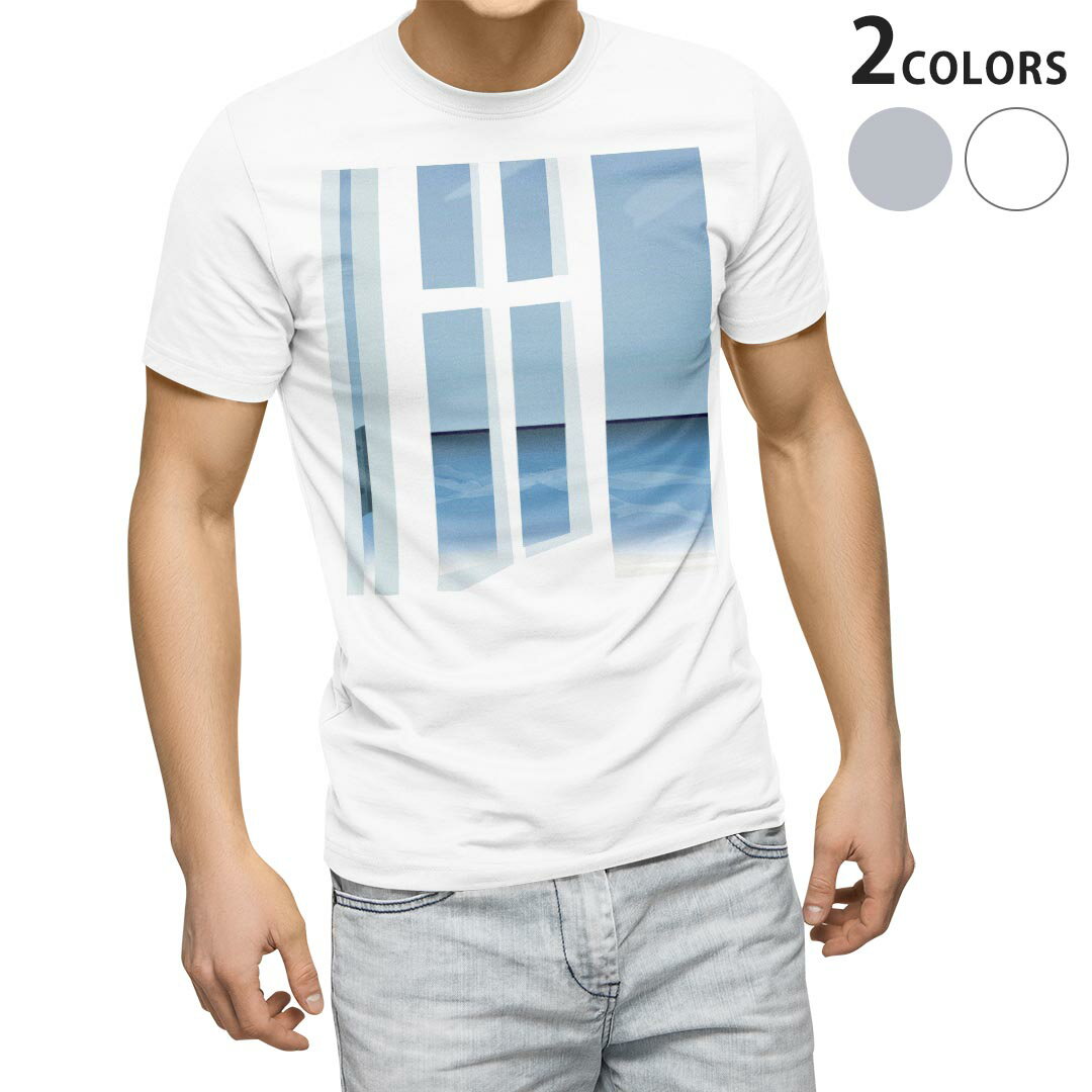 Tシャツ メンズ 半袖 ホワイト グレー デザイン S M L XL 2XL Tシャツ ティーシャツ T shirt 001409 窓(4.0)