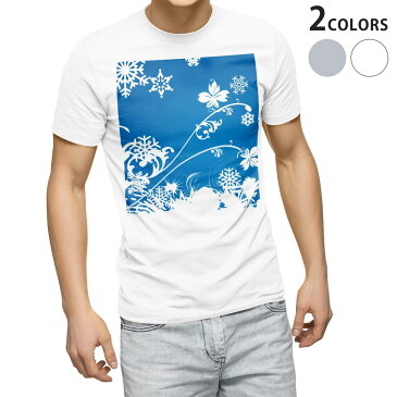 tシャツ メンズ 半袖 ホワイト グレー デザイン XS S M L XL 2XL Tシャツ ティーシャツ T shirt 001481 雪　冬