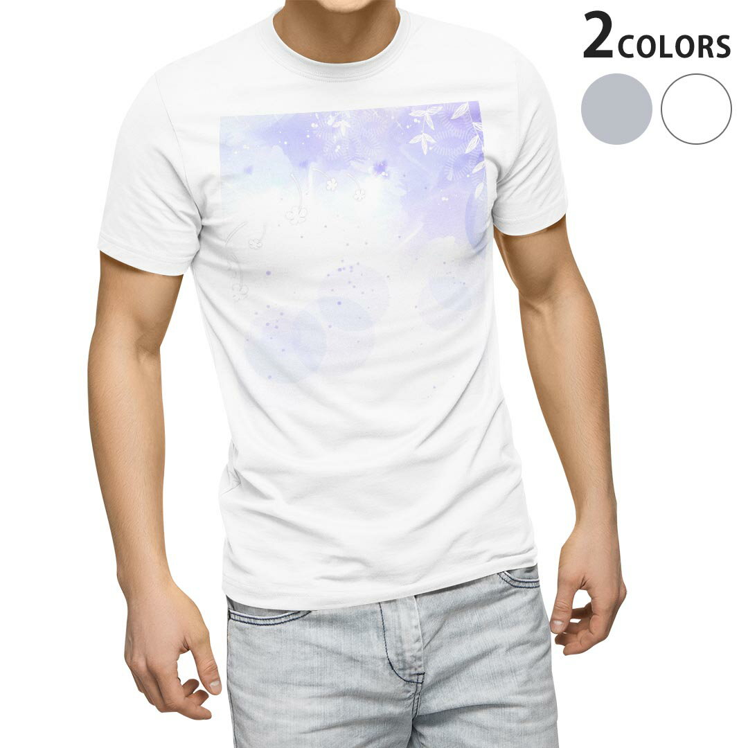 Tシャツ メンズ 半袖 ホワイト グレー デザイン S M L XL 2XL Tシャツ ティーシャツ T shirt 001777 花 紫