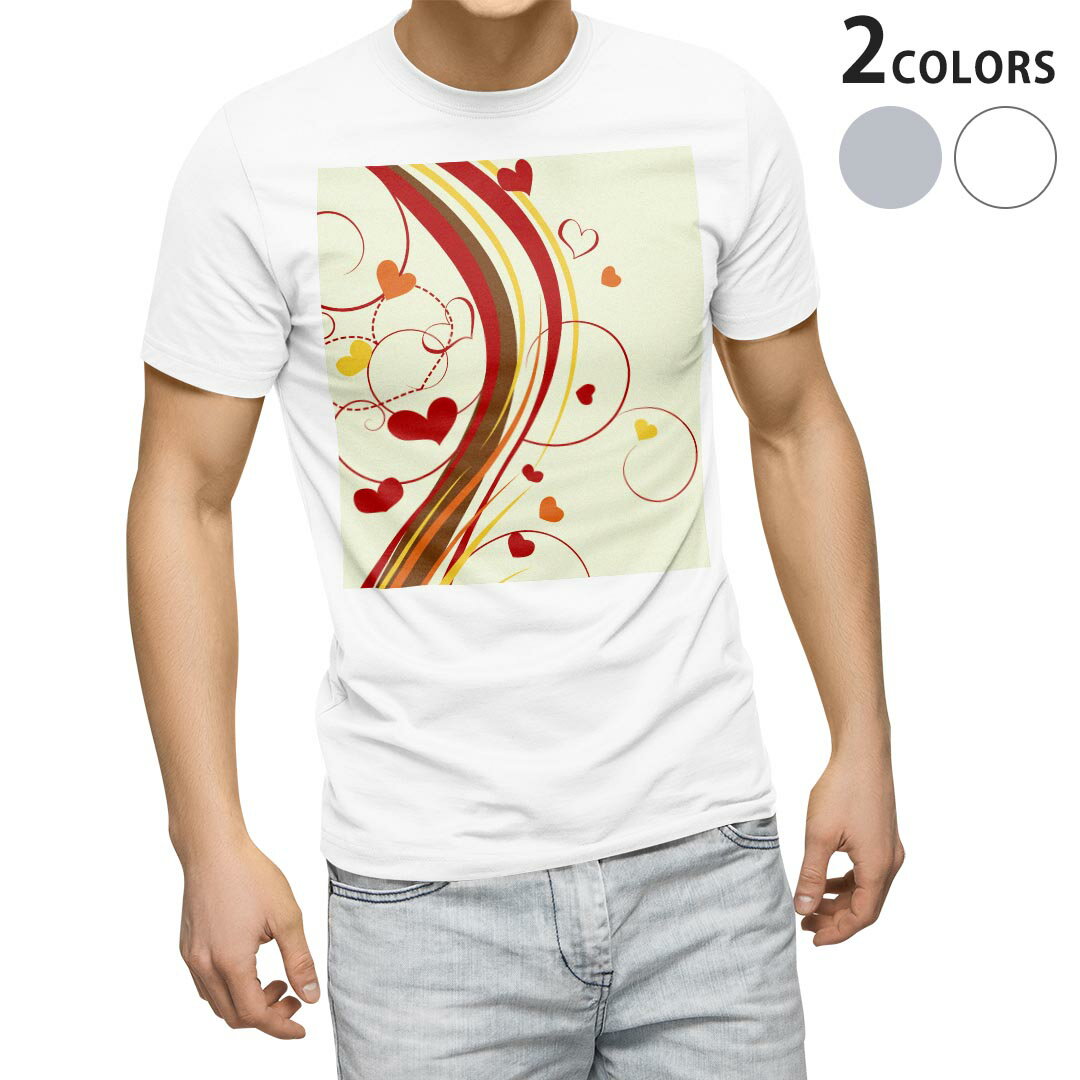 Other - Tシャツ メンズ 半袖 ホワイト グレー デザイン S M L XL 2XL Tシャツ ティーシャツ T shirt 001879 ハート　模様　赤