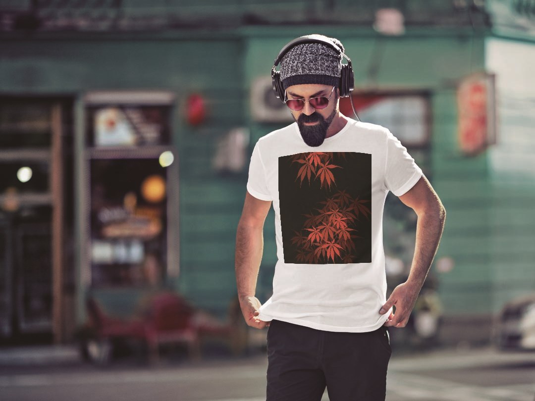 tシャツ メンズ 半袖 ホワイト グレー デザイン XS S M L XL 2XL Tシャツ ティーシャツ T shirt 000446 フラワー もみじ　赤