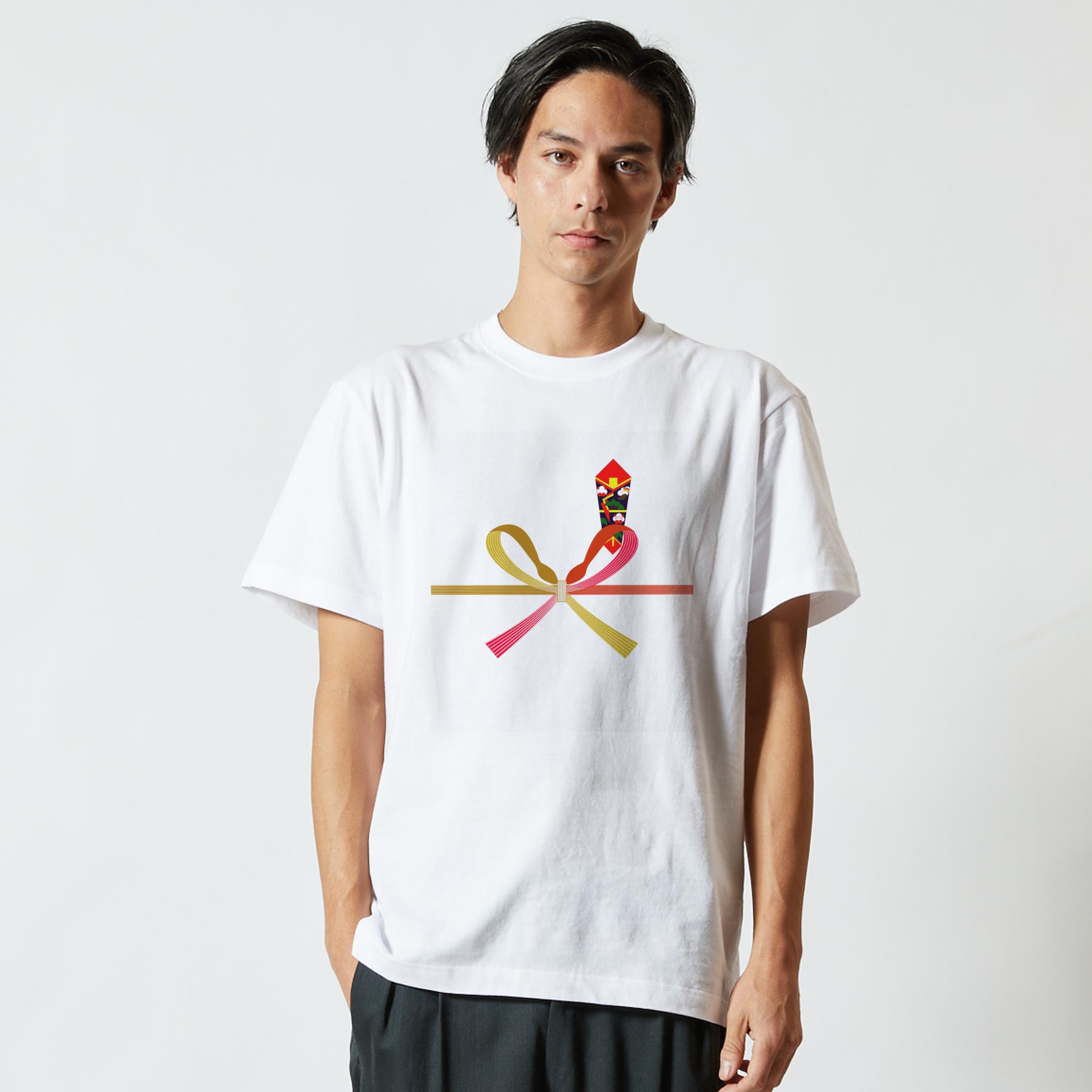 Tシャツ メンズ 半袖 ホワイト 無地 デザイン M ティーシャツ T shirt 000939 熨斗