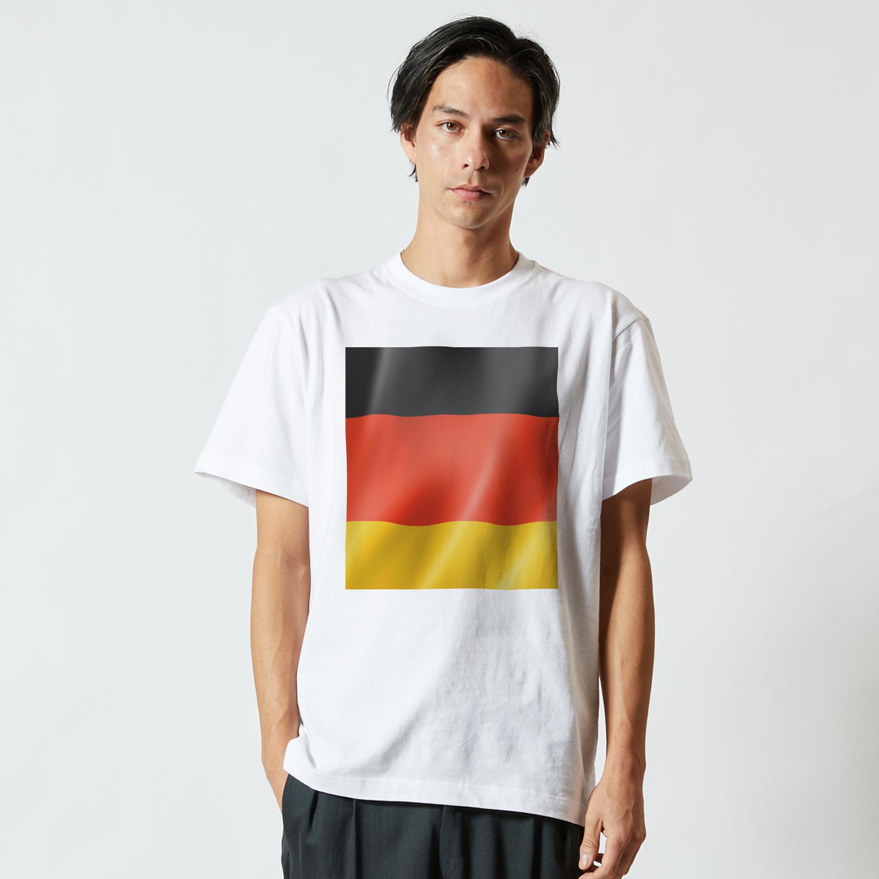 Tシャツ メンズ 半袖 ホワイト 無地 デザイン M ティーシャツ T shirt 001183 ドイツ　国旗