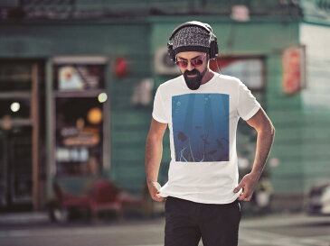 tシャツ メンズ 半袖 ホワイト グレー デザイン XS S M L XL 2XL Tシャツ ティーシャツ T shirt 001264 水中 魚 海