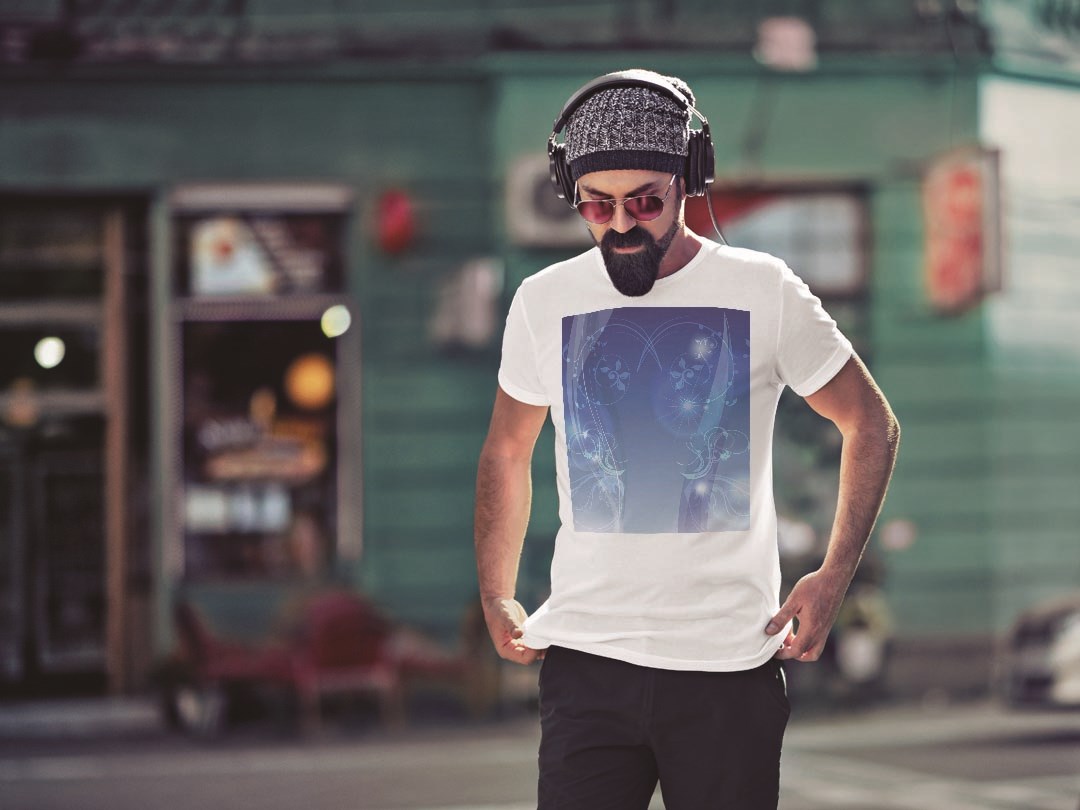 Tシャツ メンズ 半袖 ホワイト グレー デザイン S M L XL 2XL Tシャツ ティーシャツ T shirt 001402 青　花