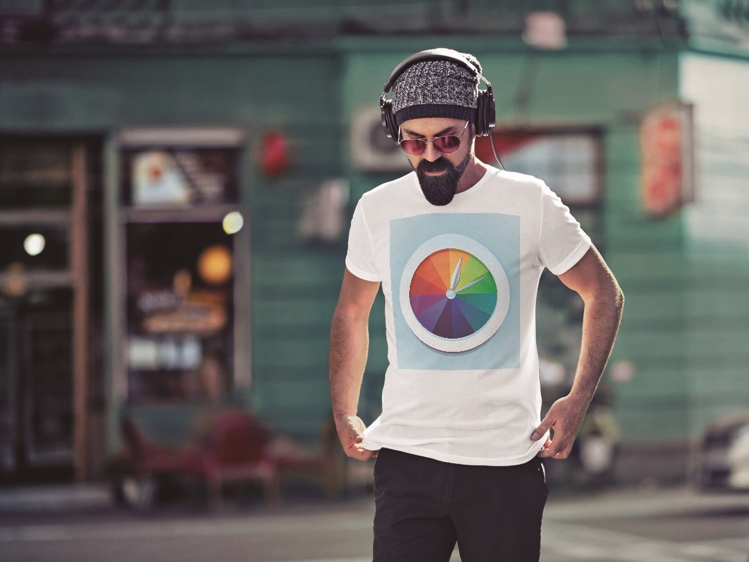 Tシャツ メンズ 半袖 ホワイト グレー デザイン S M L XL 2XL Tシャツ ティーシャツ T shirt 002551 カラフル　時計　シンプル