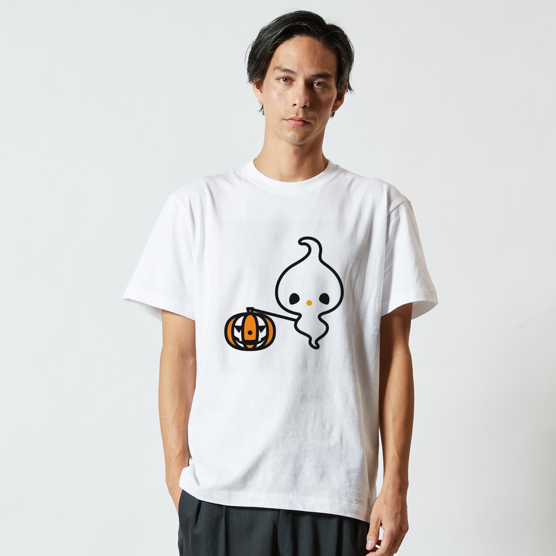 Tシャツ メンズ 半袖 ホワイト 無地 デザイン M ティーシャツ T shirt 003308 ハロウィン　キャラクター kabekore-11392621 kabeコレ サンプル画像2