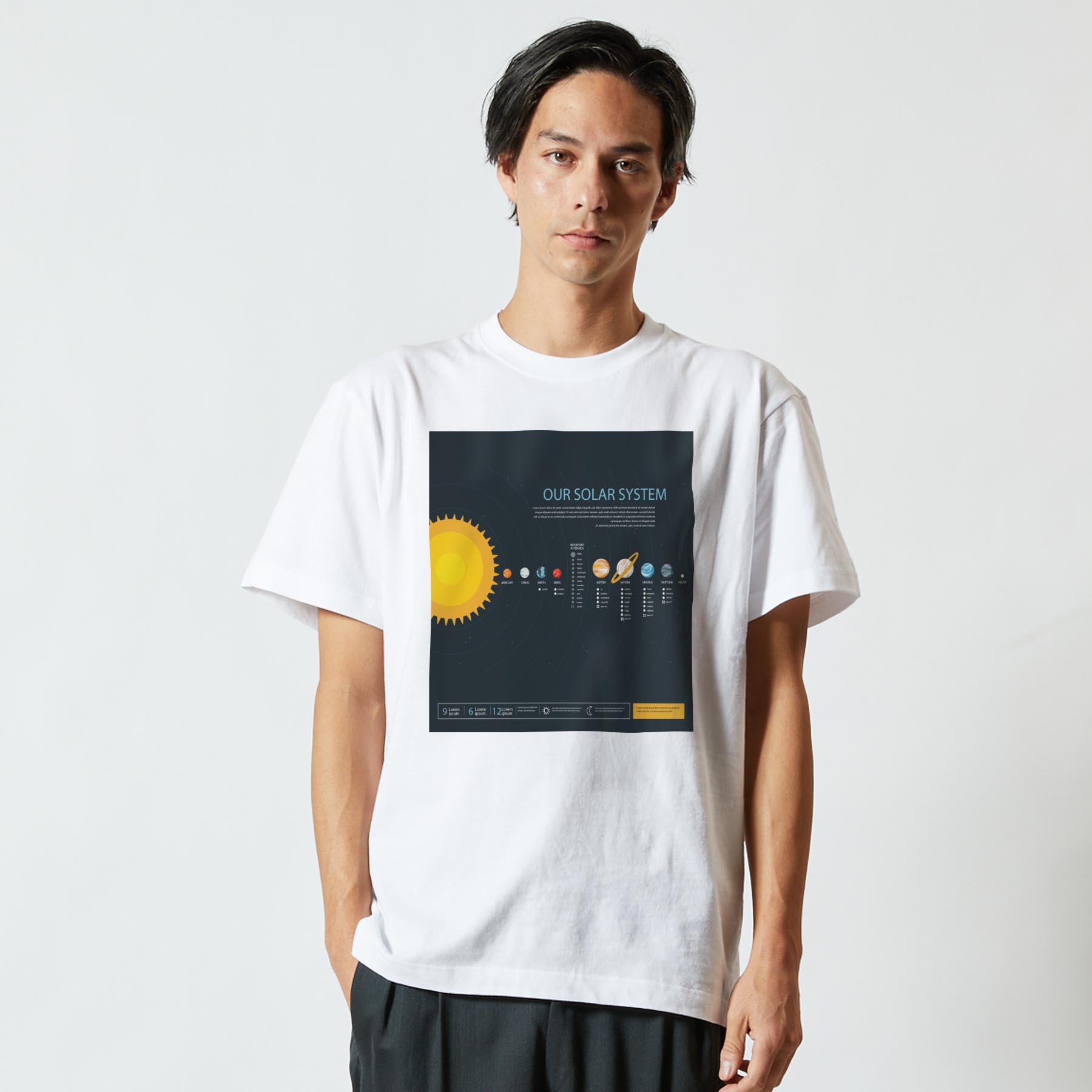 Tシャツ メンズ 半袖 ホワイト グレー デザイン S M L XL 2XL Tシャツ ティーシャツ T shirt 032367 太陽系 ソーラーシステム