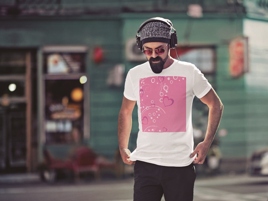 Tシャツ メンズ 半袖 ホワイト グレー デザイン S M L XL 2XL Tシャツ ティーシャツ T shirt 005038 ハート　ピンク　イラスト 2