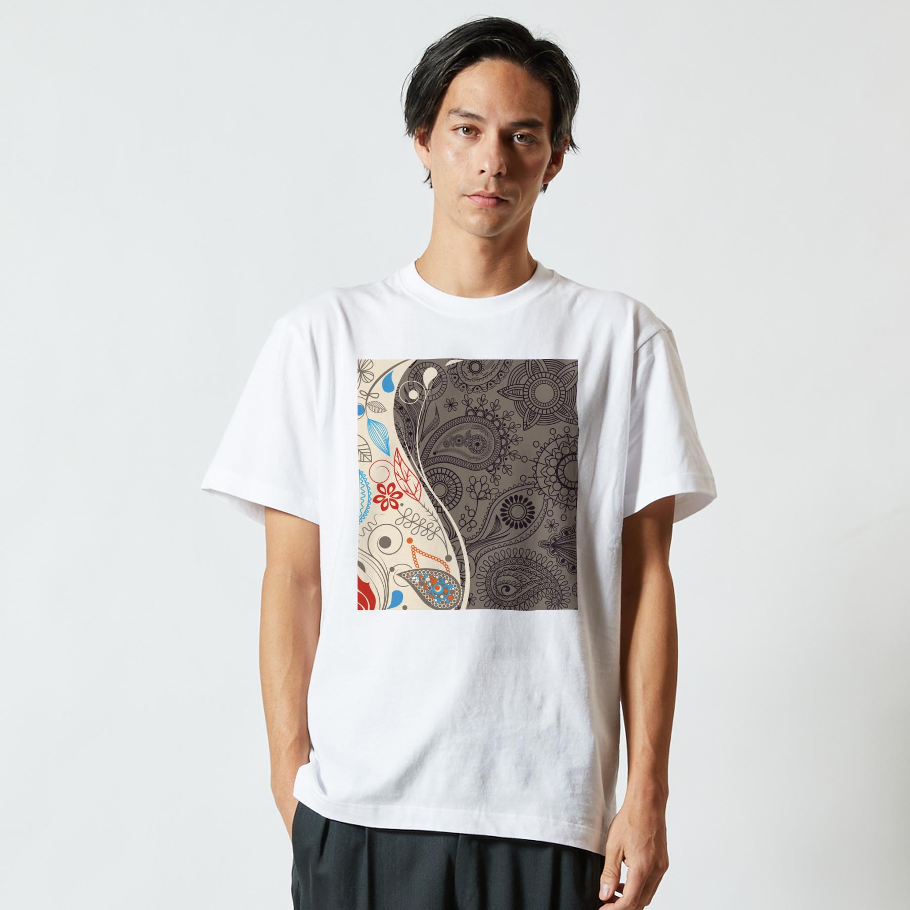 Tシャツ メンズ 半袖 ホワイト グレー デザイン S M L XL 2XL Tシャツ ティーシャ...