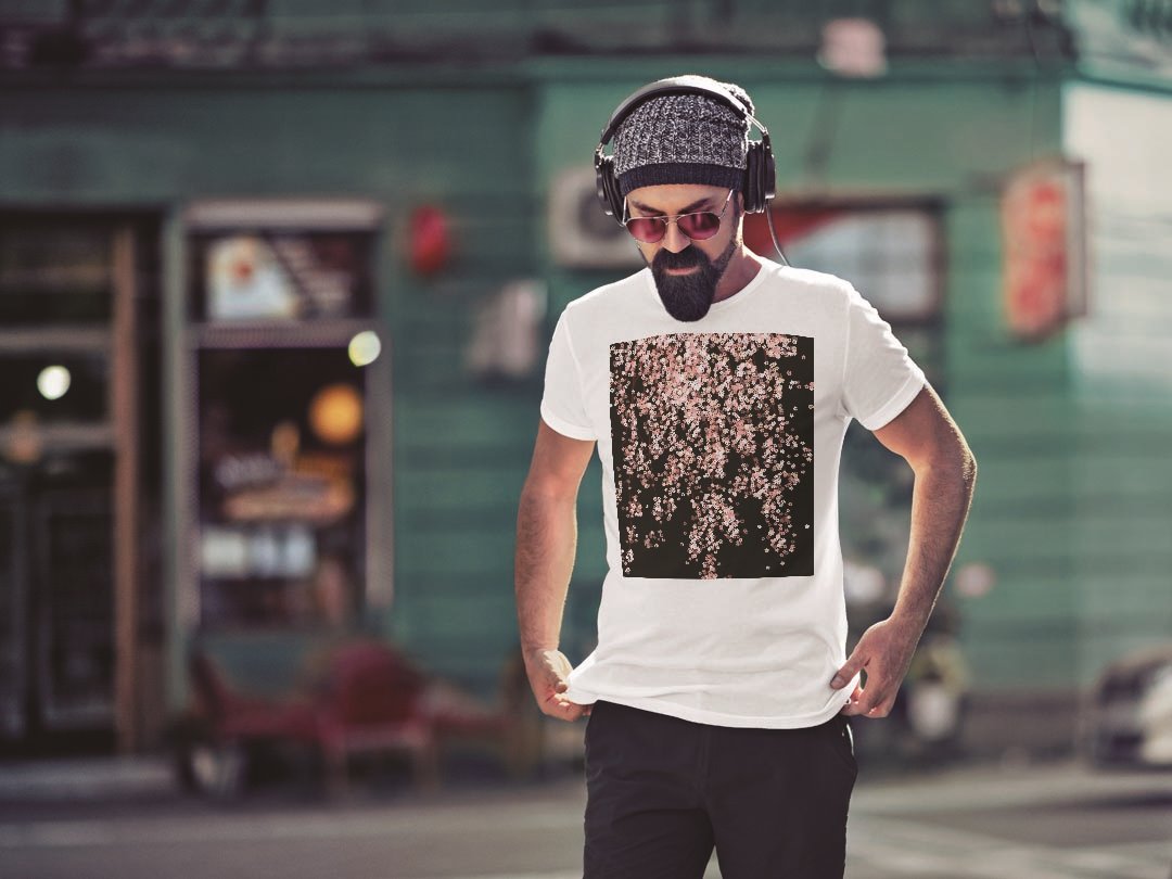 Tシャツ メンズ 半袖 ホワイト グレー デザイン S M L XL 2XL Tシャツ ティーシャツ T shirt 005308 桜　ピンク　黒