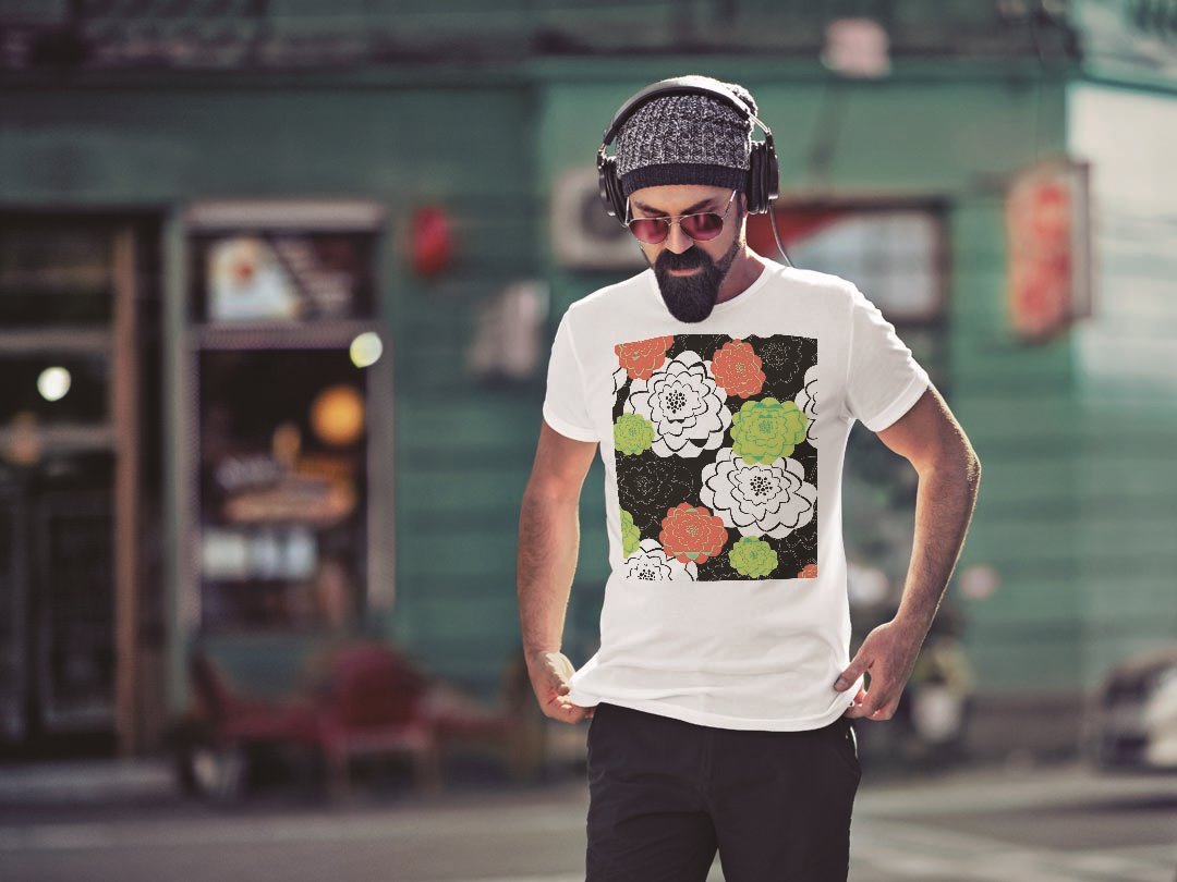 Tシャツ メンズ 半袖 ホワイト グレー デザイン S M L XL 2XL Tシャツ ティーシャツ T shirt 005565 花  模様