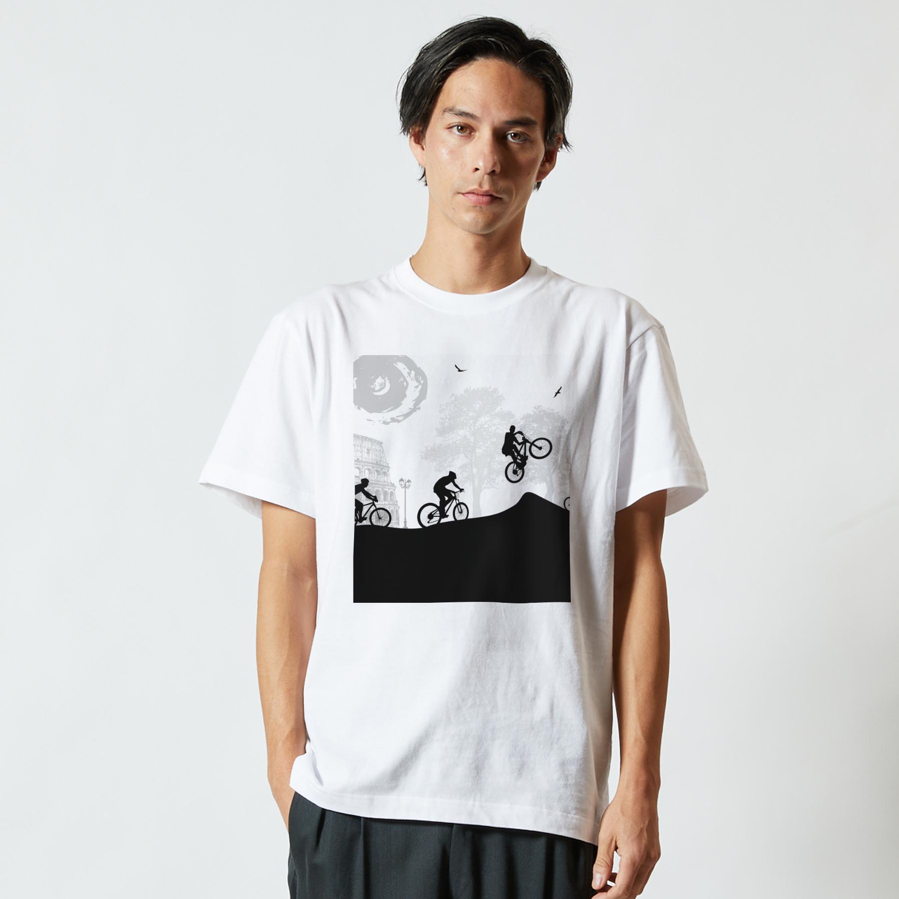 Tシャツ メンズ 半袖 ホワイト グレー デザイン S M L XL 2XL Tシャツ ティーシャ...