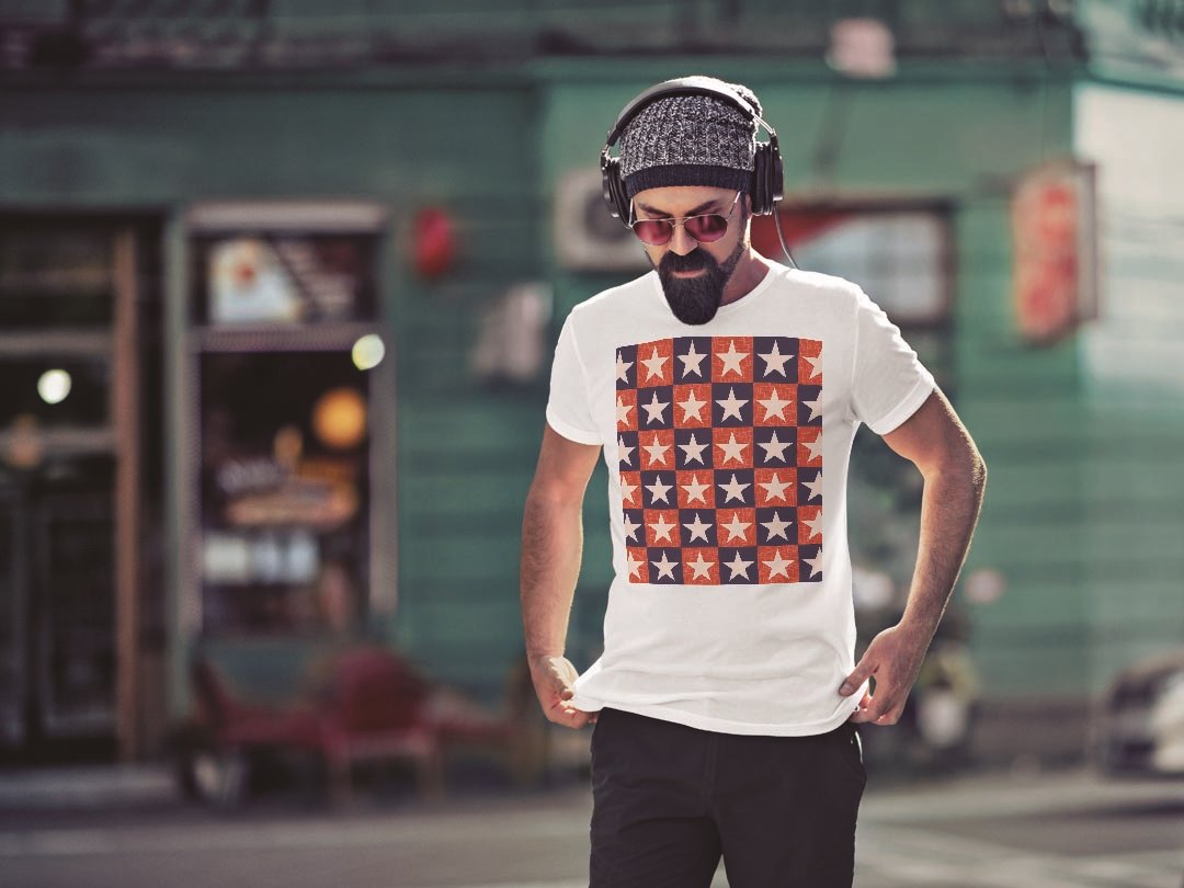 Tシャツ メンズ 半袖 ホワイト グレー デザイン S M L XL 2XL Tシャツ ティーシャツ T shirt 006536 星　スター　模様