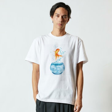 tシャツ メンズ 半袖 ホワイト グレー デザイン XS S M L XL 2XL Tシャツ ティーシャツ T shirt 006575 きんぎょ 写真 金魚