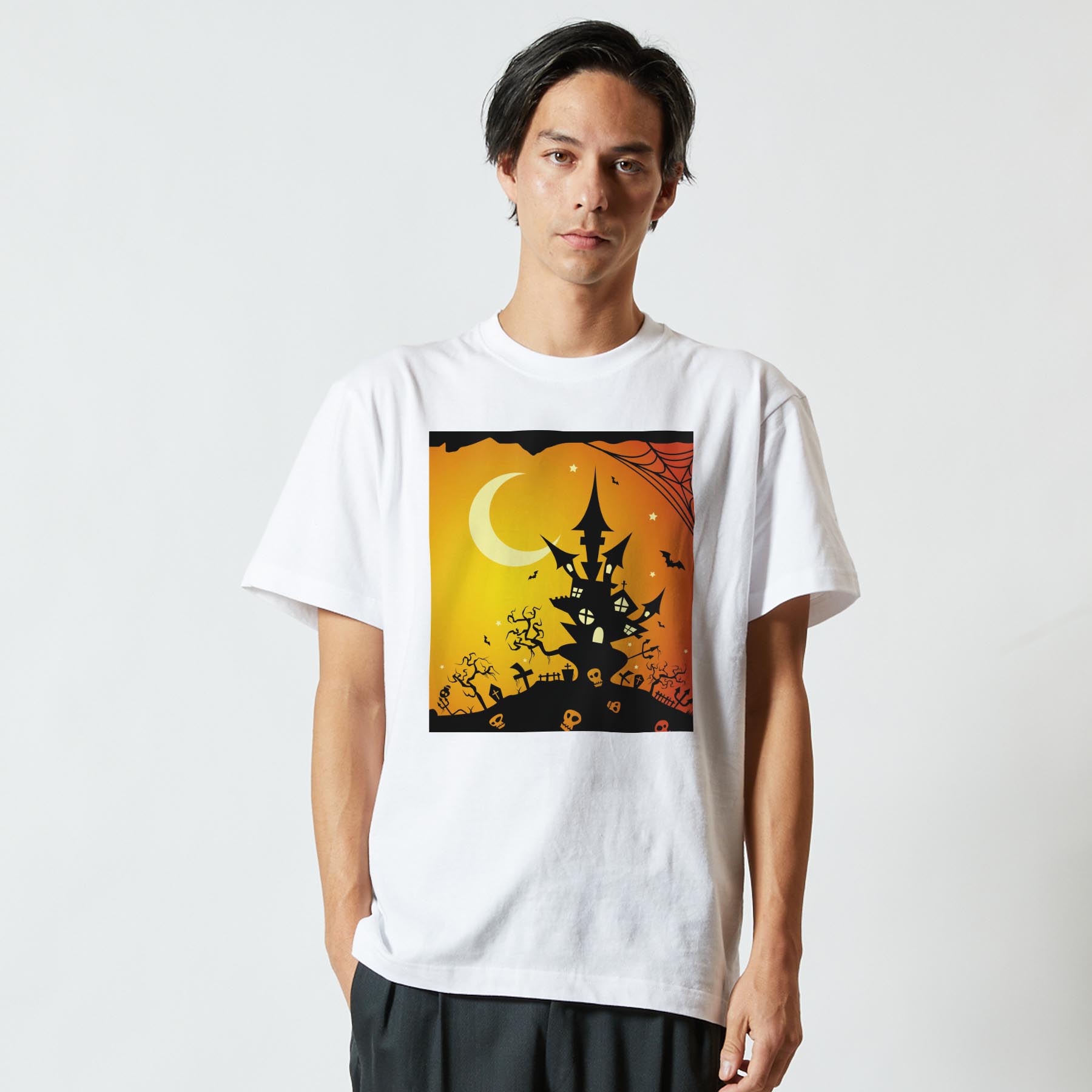 Tシャツ メンズ 半袖 ホワイト グレー デザイン S M L XL 2XL Tシャツ ティーシャツ T shirt 007246 ハロウィン