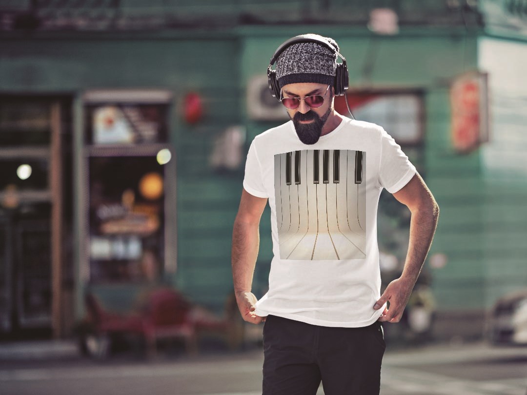 Tシャツ メンズ 半袖 ホワイト グレー デザイン S M L XL 2XL Tシャツ ティーシャツ T shirt 007832 白黒　ピアノ　黒　ブラック