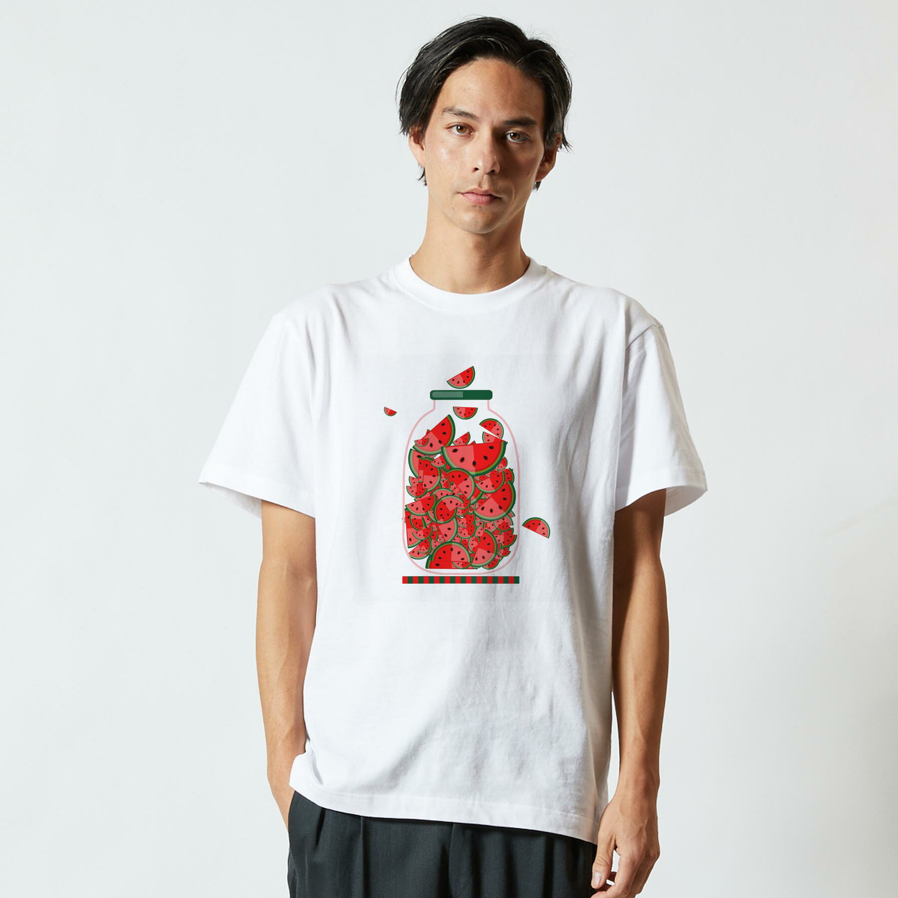 T-Shirt Hombres Semirrujo Blanco Gris Diseño S M L XL 2XL T-Shirt T-Shirt 009177 Frutas Rojo Cisne — vista 2