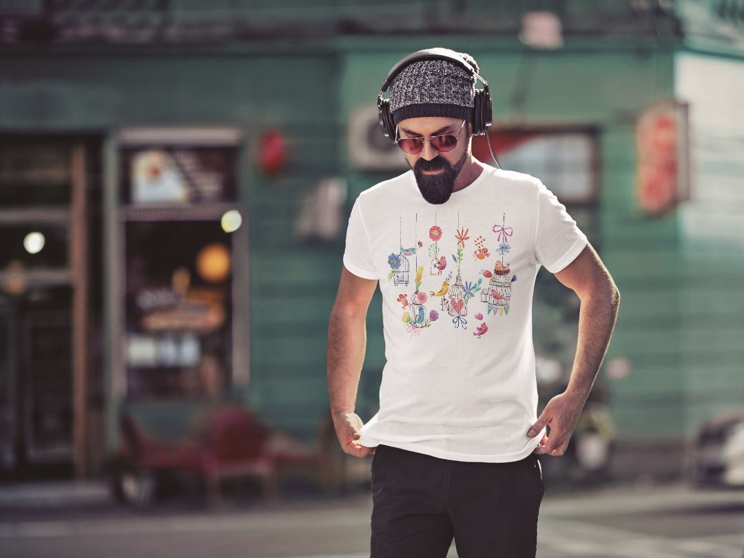 Tシャツ メンズ 半袖 ホワイト グレー デザイン S M L XL 2XL Tシャツ ティーシャツ T shirt 009400 　鳥　ハート kabekore-11122083 kabeコレ サンプル画像2