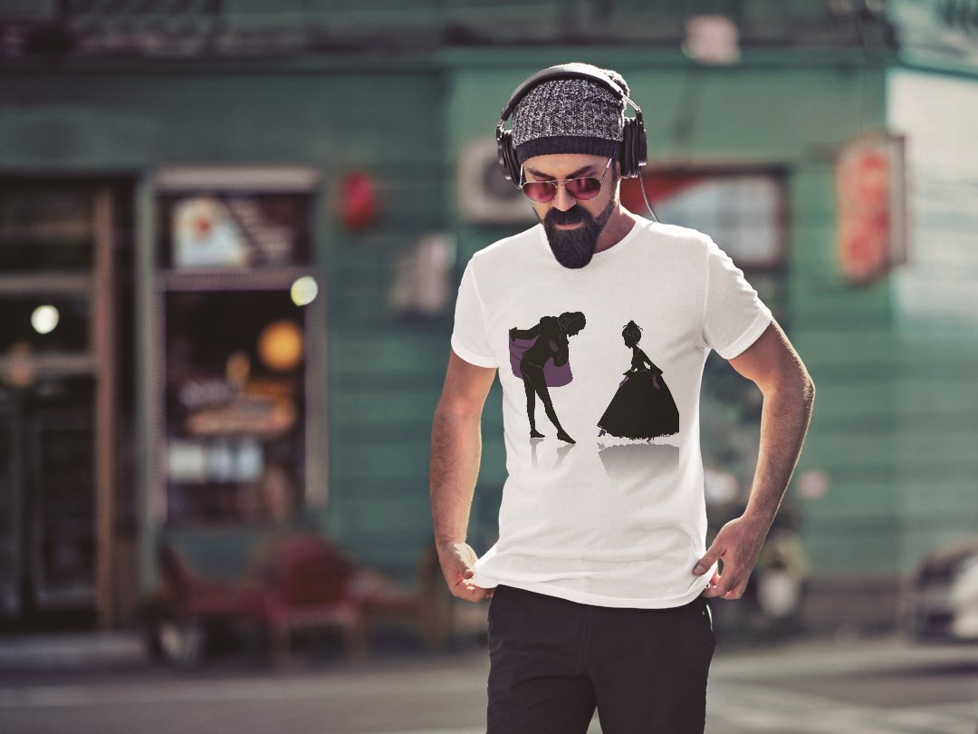 Tシャツ メンズ 半袖 ホワイト グレー デザイン S M L XL 2XL Tシャツ ティーシャツ T shirt 011445 シルエット　黒　紫