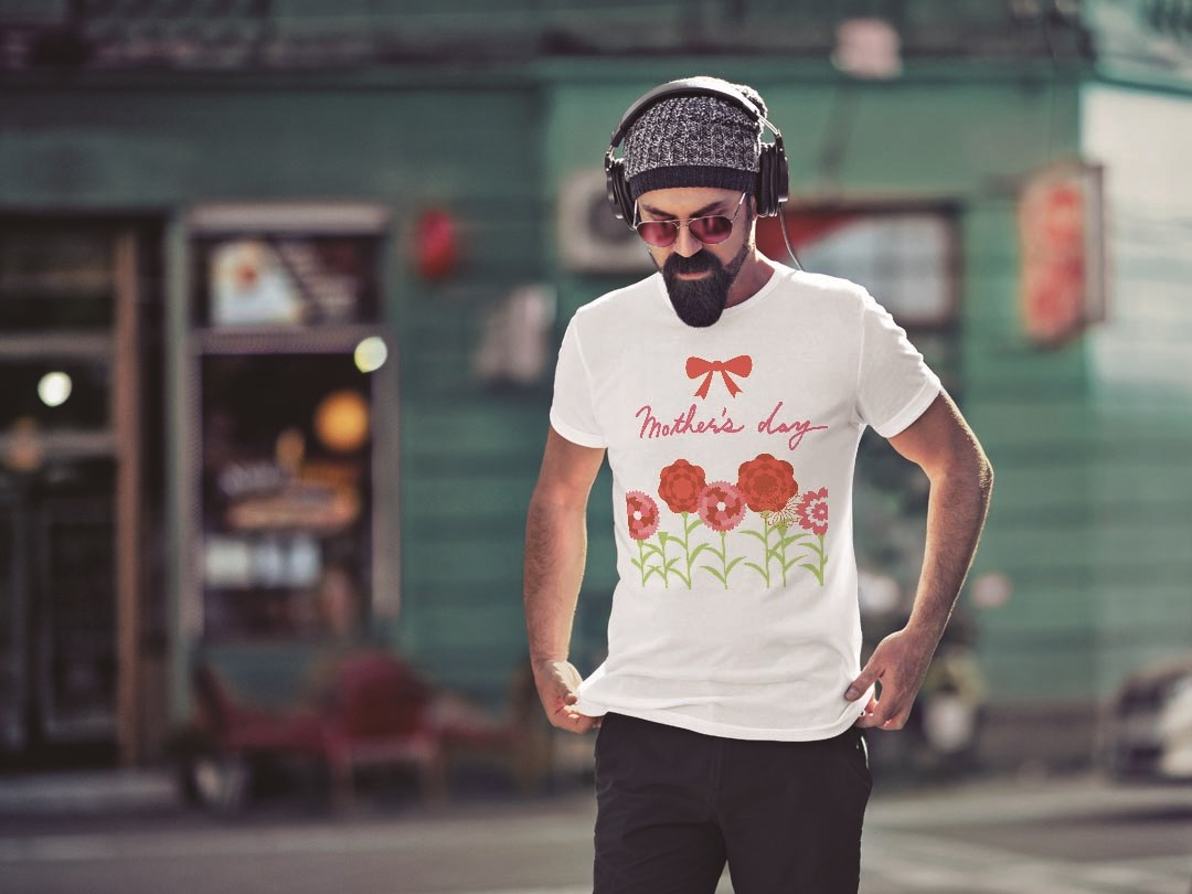 Tシャツ メンズ 半袖 ホワイト グレー デザイン S M L XL 2XL Tシャツ ティーシャツ T shirt 012939 母の日　カーネーション　花
