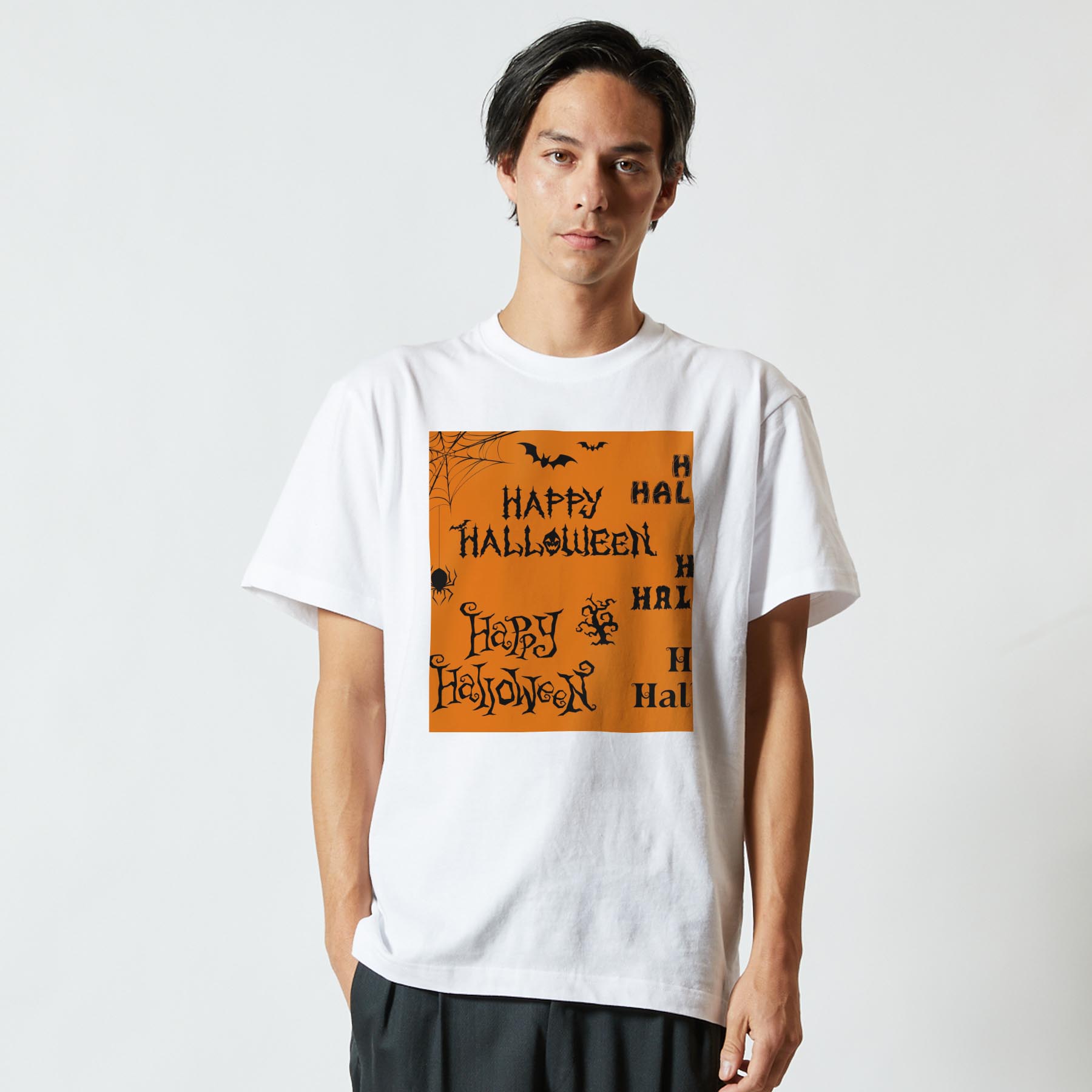 Tシャツ メンズ 半袖 ホワイト グレー デザイン S M L XL 2XL Tシャツ ティーシャツ T shirt 013622 ハロウィン　おばけ　蜘蛛 kabekore-10494431 kabeコレ サンプル画像2