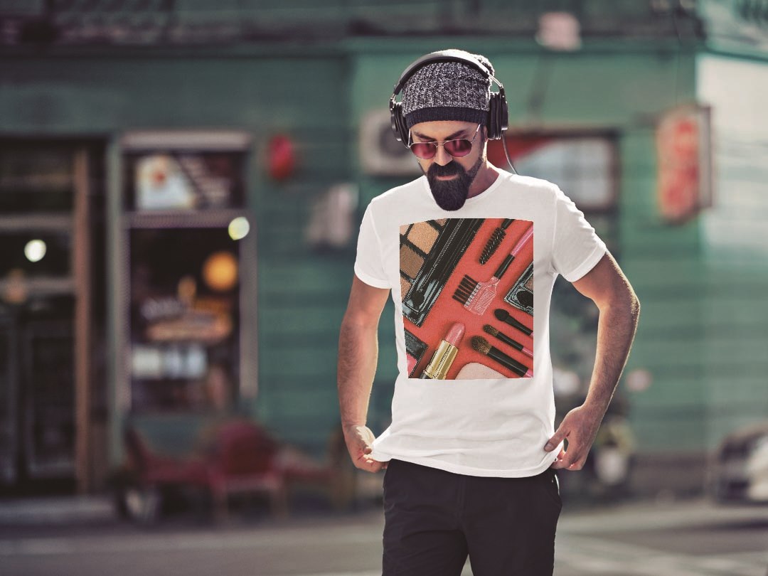 Tシャツ メンズ 半袖 ホワイト グレー デザイン S M L XL 2XL Tシャツ ティーシャツ T shirt 013930 メイク　おしゃれ　リップ