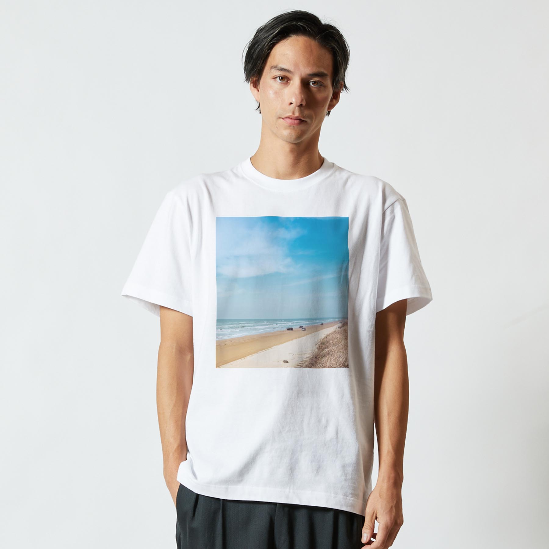 tシャツ メンズ 半袖 ホワイト グレー デザイン XS S M L XL 2XL Tシャツ ティーシャツ T shirt 014929 自然　景色　風景　海　夏