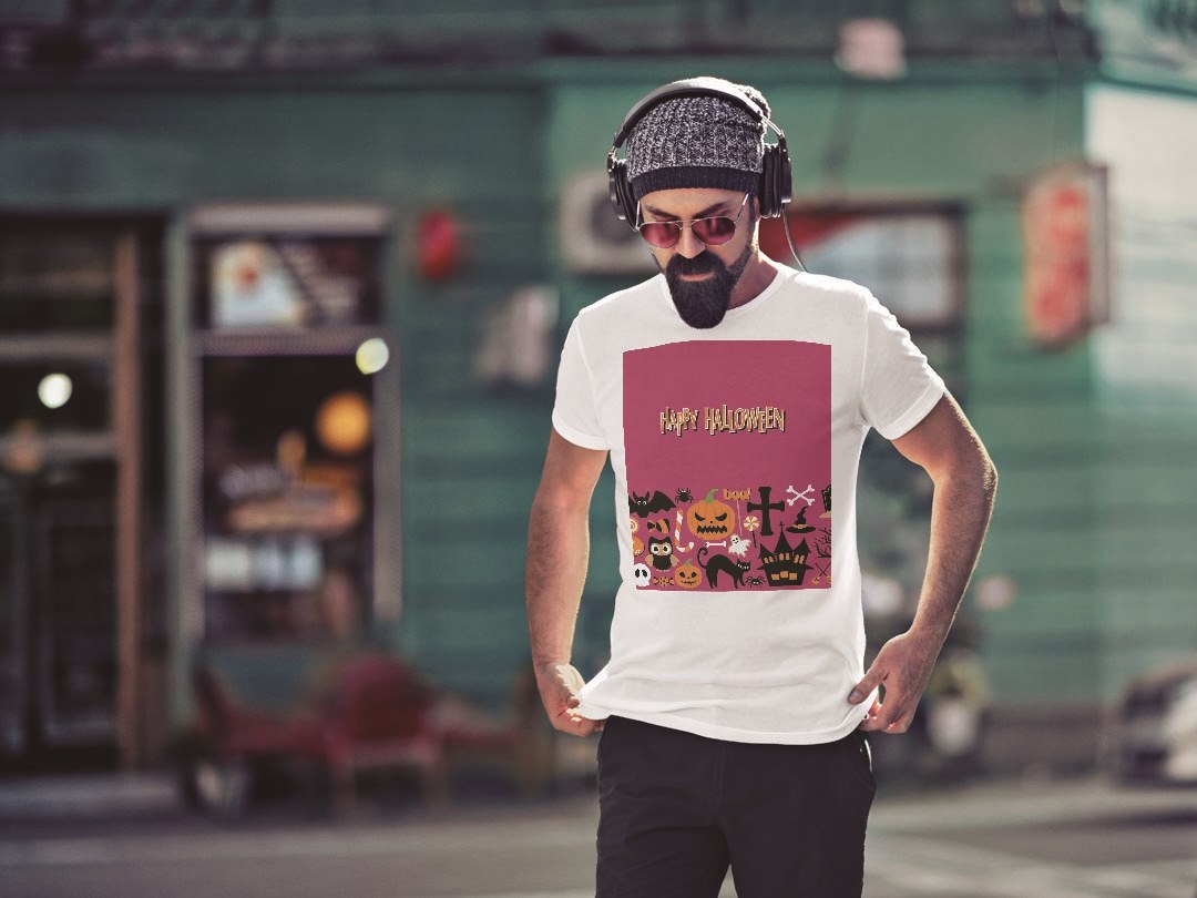 Tシャツ メンズ 半袖 ホワイト グレー デザイン S M L XL 2XL Tシャツ ティーシャツ T shirt 015417 ハロウィン カボチャ お菓子 英字 おばけ kabekore-10486758 kabeコレ サンプル画像2