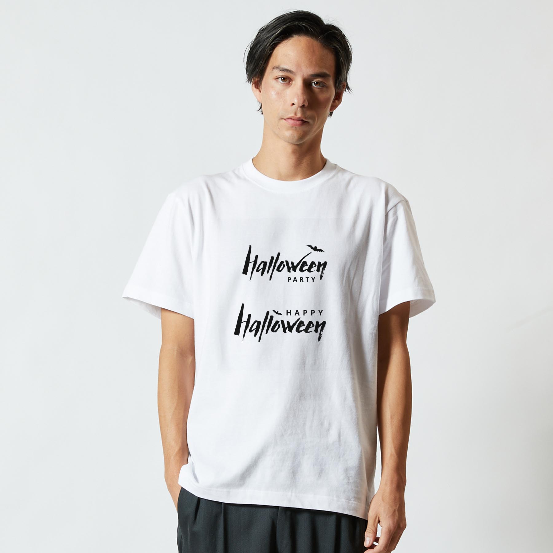 Tシャツ メンズ 半袖 ホワイト グレー デザイン S M L XL 2XL Tシャツ ティーシャツ T shirt 015773 ハロウィン　文字　白黒