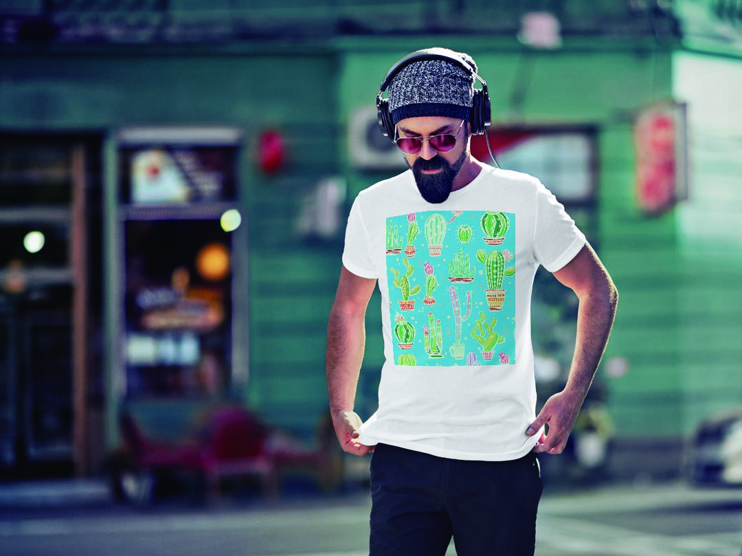 Tシャツ メンズ 半袖 ホワイト グレー デザイン S M L XL 2XL Tシャツ ティーシャツ T shirt 016425 サボテン　植物