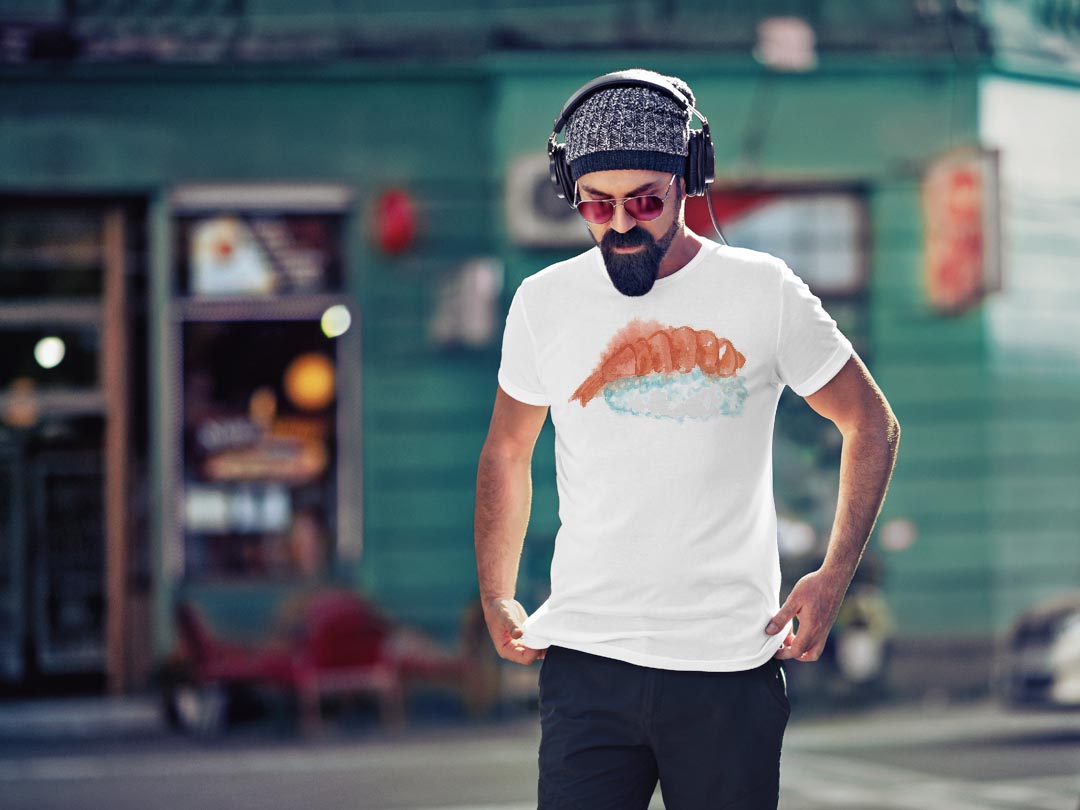 Tシャツ メンズ 半袖 ホワイト グレー デザイン S M L XL 2XL Tシャツ ティーシャツ T shirt 019869 お寿司 Sushi ご飯