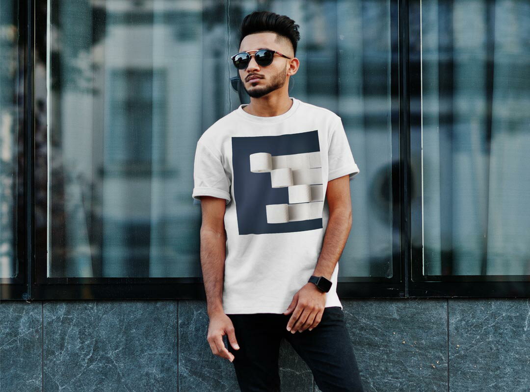 Tシャツ メンズ 半袖 ホワイト 無地 デザイン M ティーシャツ T shirt 023891 トイレットペーパー　ロール　写真